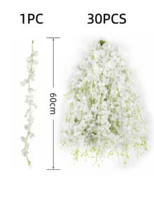10/30 piezas Guirnalda de flores de glicinia artificial blanca, corona de vid de glicinia, decoración colgante de flores, guirnalda floral de seda de glicinia para decoración del hogar, decoración de habitaciones, decoración de paredes, decoración de bodas, decoración de mesas, decoración de fiestas, decoración de cumpleaños, decoración de dormitorios, decoración de jardines, decoración interior y exterior, decoración de primavera, decoración del Día de la Madre, flores artificiales, plantas falsas, centro de mesa - Blanco puro - Ver 4
