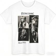 2026 Summer TopsRetro 70s Rock Collage Tee – Iconic Stage Muse Vintage Band Stevie Style Shirt For Nicks Music Lovers & CollectorsLoose And Comfortableshirts - 白色 - 查看 7
