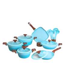Batería de Cocina Mármol Premium 17 Piezas Antiadherente Juego de Ollas y Sartenes con Tapas de Vidrio Irrompibles + 6 Utensilios Cocina Completa Apta para Estufa de Gas Eléctrica Vitrocerámica Inducción Distribución Uniforme del Calor Fácil Limpieza Diseño Moderno Duradero Hogar Cocina Profesional - Ver 3