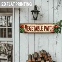2D Flat Design, Vintage Engraved Vegetable Garden Non-Metal Sign - Farmhouse Kitchen And Garden Wall Decor, Featuring Colorful Vegetable Illustrations And Rustic "Vegetable Garden" Text, 4X16 Inch Indoor/Outdoor Decoration - Multicolor - View 6
