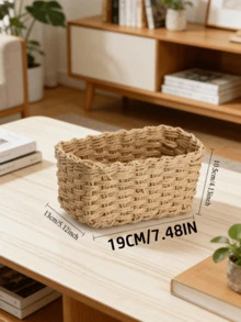 Bộ giỏ đựng đồ đan bằng dây giấy, đồ dùng sắp xếp đồ đạc - Màu Khaki - Xem 13