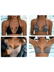 Chest Tattoo Stickers, Mandala & Butterfly Designs, Multi-Purpose Body Art Decals, Waterproof & Easy To Remove - Multicolor - View 6
