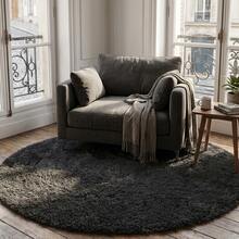 1pc Round Leopard Print Faux Fur Rug, Love & Healing Bedroom Decor, Small Rug, Carpet, Home Decor, Living Room Rug, Living Room Small Rug, Bedroom Rug, Living Room Home Decor, Outdoor Rug, Washable Rug - Black - View 4