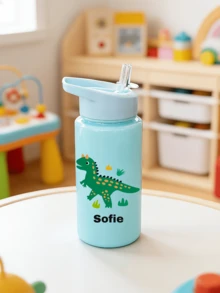 可客製化姓名 500ml 水壺附可愛吸管杯，開學/畢業季最佳禮物，戶外運動水壺，校園學生卡通杯，返校季，防漏，個性化禮物 - 彩色 - 查看 9