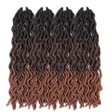 18 Inch Goddess Faux Locs Crochet Hair 1/4 Packs Soft Locs Wavy Crochet Braids Dreadlocks 3Tone Curly Wavy Twist Braiding Hair Extensions African Roots Braid,24strands/Pack - Multicolor - View 16