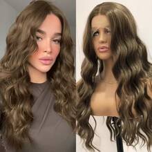 Tóc giả màu nâu, tóc giả tổng hợp, tóc giả ren màu nâu mật ong, tóc giả gợn sóng, tóc giả dài màu nâu, tóc giả ren phía trước không cần keo, tóc giả màu nâu đậm dành cho nữ, tóc giả thời trang. - Nhiều màu - Xem 14