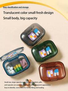 1pc Mini Portable Medication Storage Box Printed With Pill Series Letters Pattern, Minimalist Pill Organizer Medication Storage Box With 3 Compartments For Home And Travel Portable Travel Mini Pill Case Waterproof Moisture-Proof Pill Storage Container Suitable For Storing Medication Rings And Other Small Itemsl, Bathroom Storage ,Mother's Day Gift, Birthday Gifts - one-size - View 5