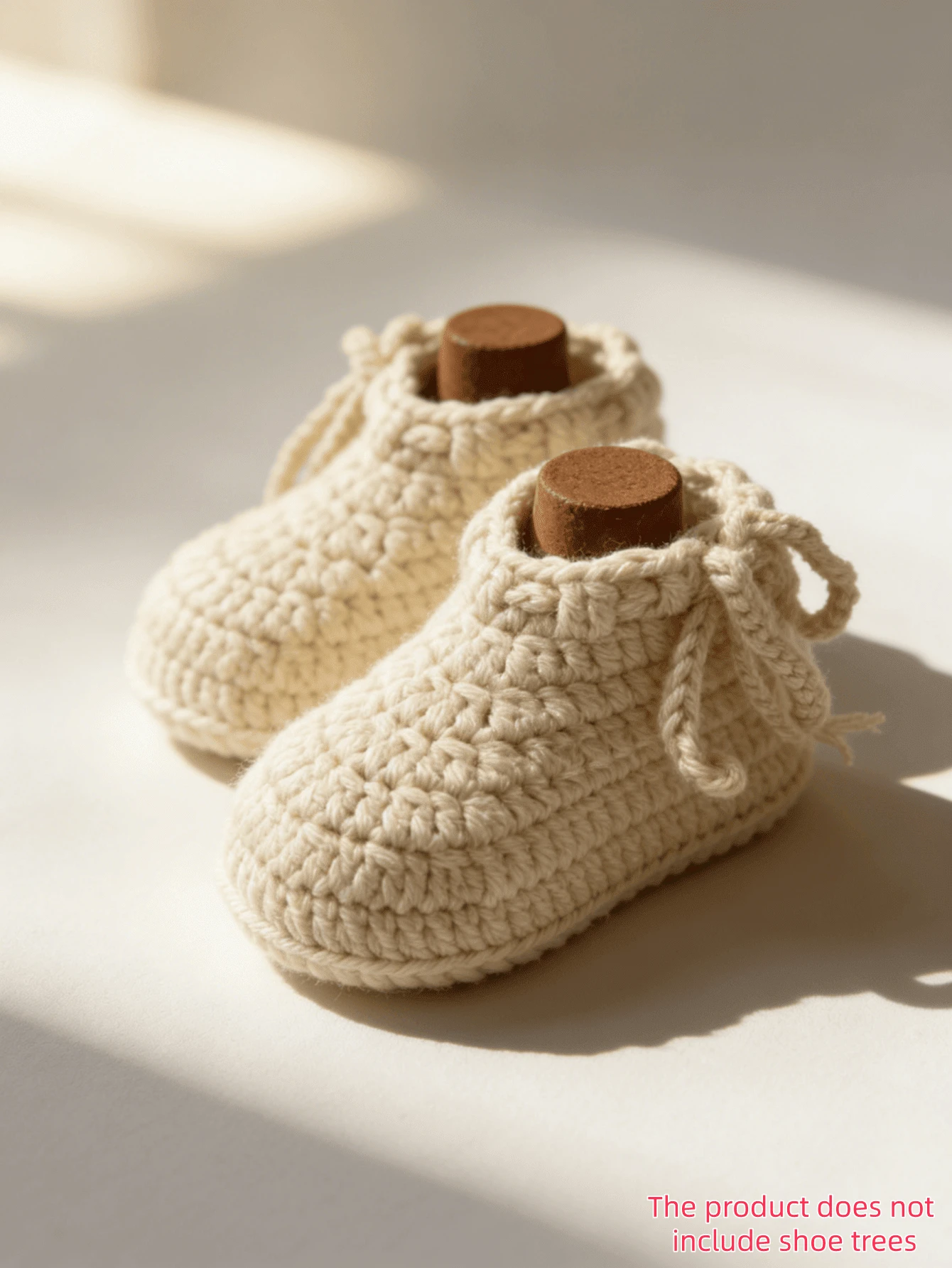 1 Pair Hand-Knitted Infant Crochet Boots, Toddler Indoor Floor Socks - Beige - View 1