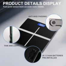 Báscula digital de baño - Medición de alta precisión, capacidad máxima de 180kg/396.8lbs, pantalla LCD grande, funciona con pilas (pilas no incluidas) - Multicolor - Ver 4