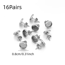 4/8/16Pcs Earring Stud Round Disc Backs, Used For DIY Earring Base Jewelry Making Hole Pendant Accessories - Multicolor - View 21