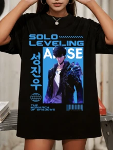 Sung Jinwoo Shirt, Solo Leveling Shirt, Arise Shirt, Anime Shirt, Solo Leveling Arise, Shadow Monarch Shirt, Otaku, Anime Lover Gift 1 - 黑色 - 查看 1