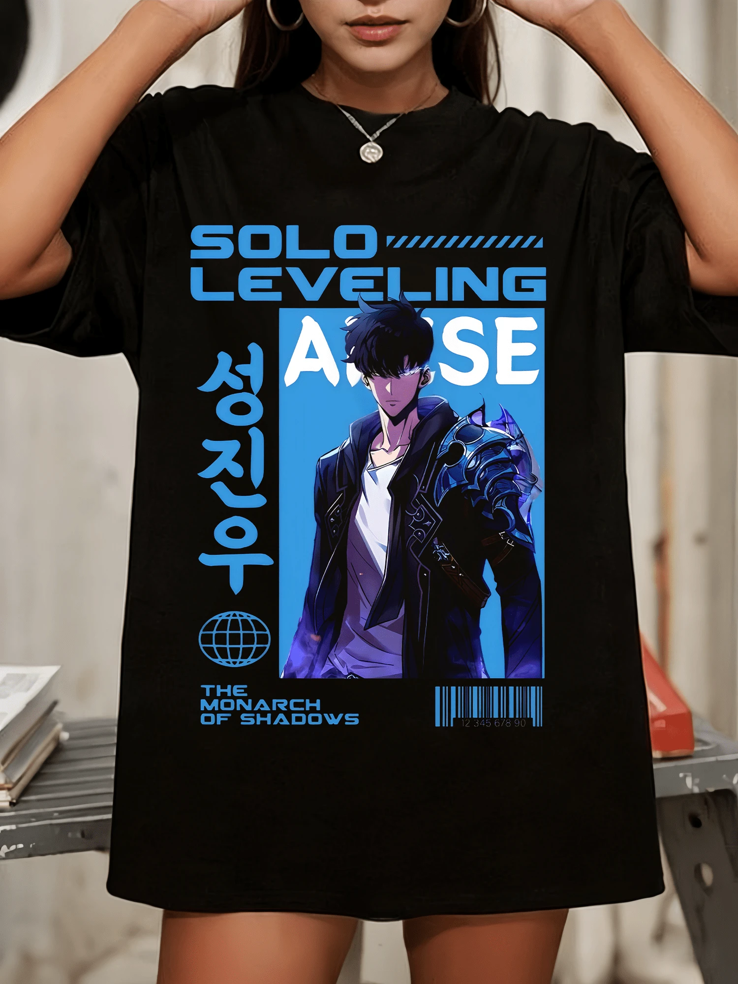 Sung Jinwoo Shirt, Solo Leveling Shirt, Arise Shirt, Anime Shirt, Solo Leveling Arise, Shadow Monarch Shirt, Otaku, Anime Lover Gift 1 - 黑色 - 查看 1