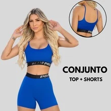 PRO 2-Piece Gym Set (Top + Shorts) Thick Lined Flannel Zero Transparency - Xanh đậm - Xem 2