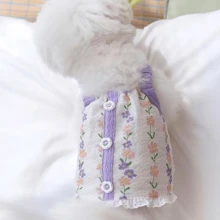 1pc Pet Floral Breathable Dress, Spring/Cat Clothes For Poodle, Maltese, Schnauzer - Multicolor - View 9
