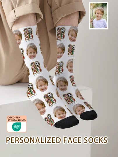 1 Par de Calcetines Personalizados con Cara, Calcetines Personalizados con Foto, Calcetines Impresos Personalizados, Calcetines Divertidos Personalizados con Cara, Calcetines Personalizados con Imagen, Pon Cualquier Cara en los Calcetines, Regalo de Aniversario, Regalo de San Valentín, Regalo de Cumpleaños, Regalo de Boda, Regalo del Día de la Madre, Regalo del Día del Padre, Regalo para la Mejor Amiga/Amigo, Regalo para Mamá/Papá, Regalo para Novia/Novio, Regalo para Ella/Él, Perrito