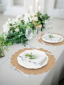 White Paper Lace Doilies, Round/Oval/Rectangular/Heart Shaped Disposable Paper Placemats, Suitable For Desserts, Fried Foods, Wedding Table Decor, Cake Packaging, Applicable For Dining Table, Wedding, Birthday, Cake, Desserts, Food, Tableware Decoration - Multicolor - View 7