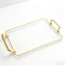 1个高品质金边亚克力托盘，多功能桌面收纳托盘，适用于各种场景，可放置化妆品/珠宝/茶具等。 - 灰色 - 查看 10