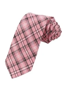 1PC Men's Pink Striped Preppy Tie Suitable For Daily Matching - Pink - View 1