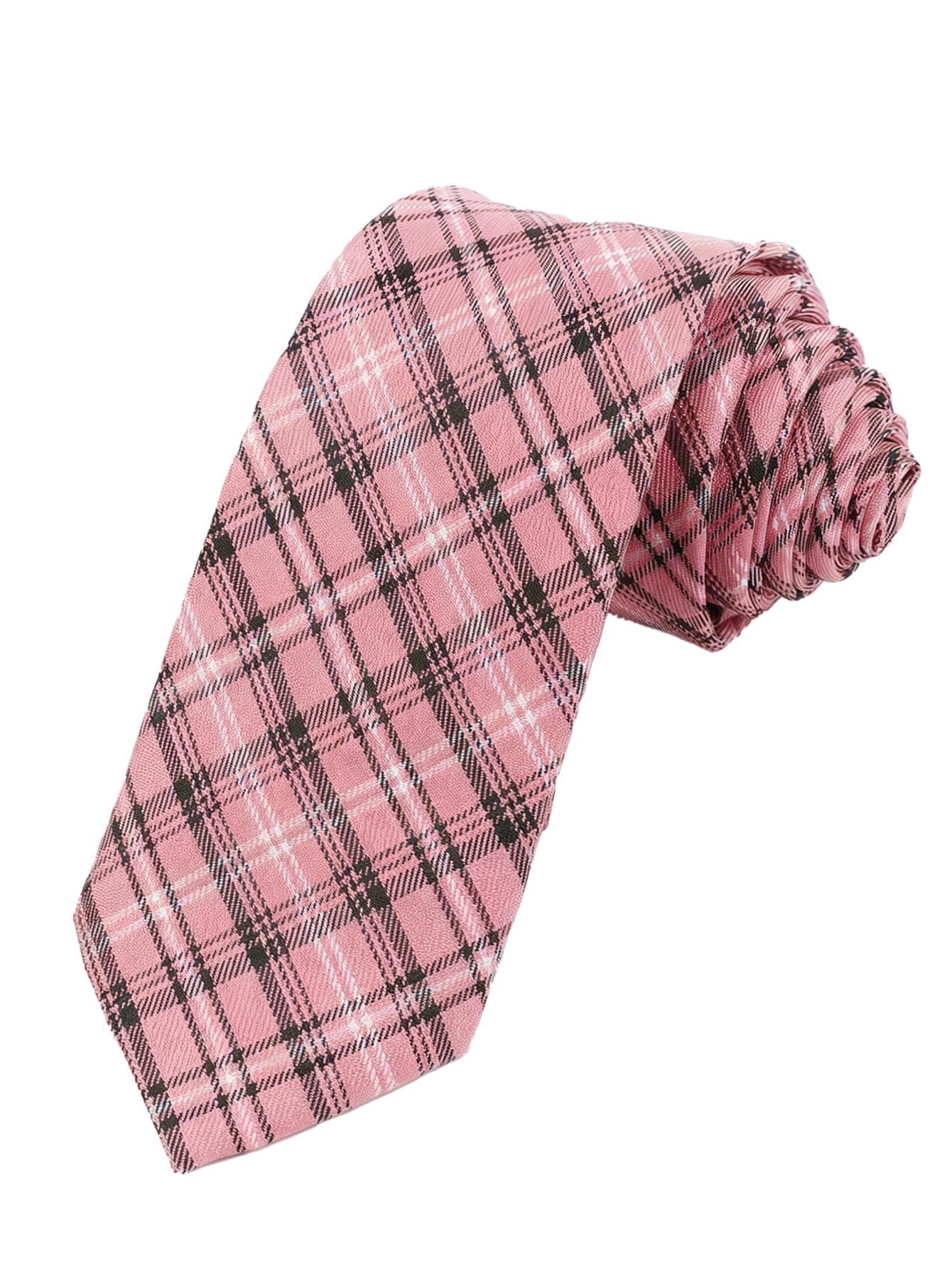 1PC Men's Pink Striped Preppy Tie Suitable For Daily Matching - Pink - View 1