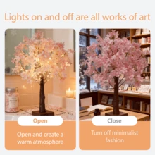 1 Pc "Dreamy Pink Sakura Tree Lamp" 45cm Tall Delicate Tree Shaped Lamp | USB Powered Design | Warm LED Bulbs | Suitable For Bedroom, Commercial Space, Wedding Party, Home Decor | Christmas, Birthday, Valentine's Day, Wedding, Party Atmosphere - Light Pink - View 9