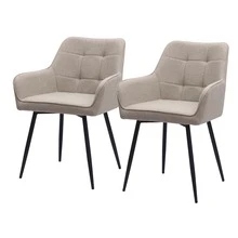 Upholstered Dining Chairs With High Armrests | 2-Piece Comfort Set - Khaki + Black + 2 - View 1