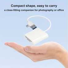 1 pièce Lecteur de carte 2-en-1 de type C à transfert stable et haute vitesse, adaptateur OTG portable en forme de T, prend en charge SD/TF/SDHC/SDXC/Micro SD, plug and play, compatible avec PC, ordinateur portable, téléphones Android, appareils photo, transfert de données quotidien - Blanc - Voir 5
