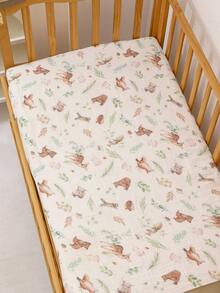 1件装 Oeko-Tex 认证印花婴儿床四季通用床笠，柔软透气，舒适适用于摇篮或矩形床垫 - 彩色 - 查看 3