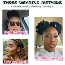 Locs Hästsvans Dragsko Knut Lockigt Loc Kronbladsknut Dreadlock Hästsvans Flätad Faux Locs Knut Clip In Flätor Hästsvansar Hårstycken - Multifärgad - Visa 9