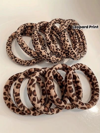 20/10/5 件装豹纹发圈套装，女士女孩适用，防滑天鹅绒面料发圈，无缝马尾发圈，适合浓密和稀疏头发，不伤发无痛弹力带，动物图案发饰，夏季沙滩必备
