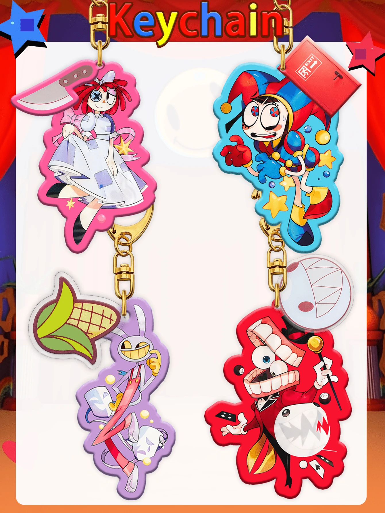 TADC Keychain, Digital Circus Stickers, Anime Fans Merchandise, Ragatha, Jax, Zooble, Kinger, Gangle Keychains, Cartoon Anime Keychains, Collectible Keychains, Bag Charms, Car Accessories, Holiday Gifts, Birthday Gifts - Multicolor - View 1