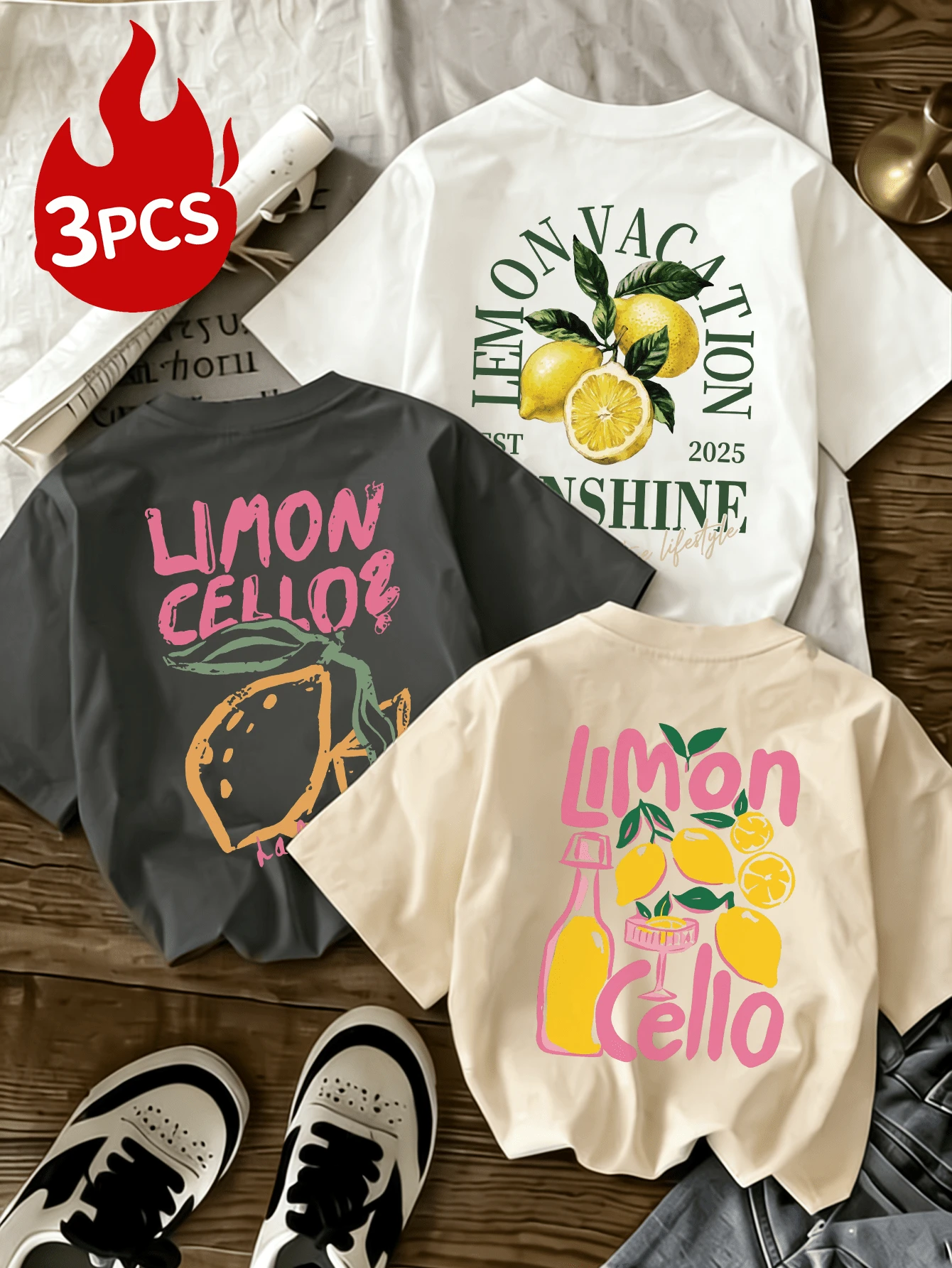 Áo thun nữ mùa hè in chữ, dáng rộng, thoải mái, đa năng, thích hợp mặc hàng ngày hoặc đi nghỉ mát. - Nhiều màu - Xem 1