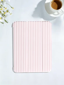 White Striped Design Protective Case, Suitable For IPad 10.2" (A16), 11" 11th Gen 2025, 9th/10th Gen, Air 4th 10.9", Galaxy Tab S6 Lite 10.4", Anti-Drop, Sleep/Wake Support, Romantic Gift - Pink - View 2