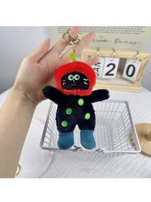 Lindo accesorio de peluche de gato con lunares, colgante, accesorio para bolso/llavero (estilo de cadena y color enviados al azar) - Multicolor - Ver 6