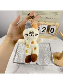 Lindo accesorio de peluche de gato con lunares, colgante, accesorio para bolso/llavero (estilo de cadena y color enviados al azar) - Multicolor - Ver 5