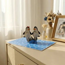 1 set de carte d'anniversaire artisanale 3D avec pingouin et enveloppe "JOYEUX ANNIVERSAIRE À MON PINGOUIN", carte de décoration d'anniversaire mignonne, idéale pour envoyer à un partenaire, un petit ami - Voir 7