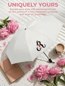 字母印花伞，遮阳伞，防水伞，自动伞，送给亲朋好友的礼物 - 白色 - 查看 9