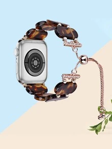 1条时尚弹力表带，兼容苹果手表，男女款，尺寸40mm、44mm、38mm、41mm、42mm、45mm、46mm、49mm，树脂材质，带可调节链条，兼容苹果手表11、10、9、8、7、6、5、4、3、2、1、SE、Ultra3/2/1，智能手表替换表带，佩戴舒适 - 彩色 - 查看 16