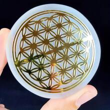 6厘米天然水晶透石膏片，白色石膏，天然透石膏石水晶圆盘，透石膏充电板 - 白色 - 查看 14