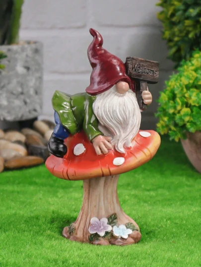 Charming Mushroom Gnome Welcome Sign - Resin Garden Decor, Perfect For Outdoor Spaces And Planters, Ideal Gift For Mother's Day, Father's Day, Christmas
