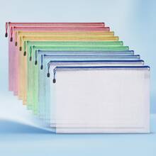 20pcs, 5 Colors, Waterproof A4 Zipper Mesh File Bags, Test Paper Document Storage Bags, Suitable For Travel, School, Board Meetings And Office Supplies, School Supplies - Multicolor - View 7