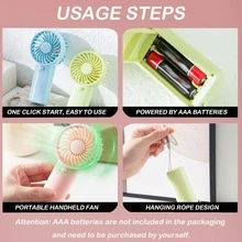 1pc Battery Operated Cartoon Mini Handheld Fan, Portable For Summer, Outdoor Activities, Sports, Travel, Kitchen, Bedroom, Office, Suitable For Both Men And Women, Can Be Used As Beach Accessory, Portable Lady Makeup Hand Fan - Multicolor - View 6
