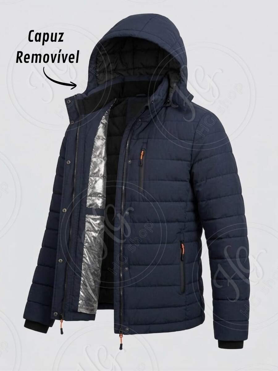 Thermal Jacket/Bobby Jacket, Padded And Lined, For Trekking, Snow, And Extreme Cold - Navy Blue - View 1
