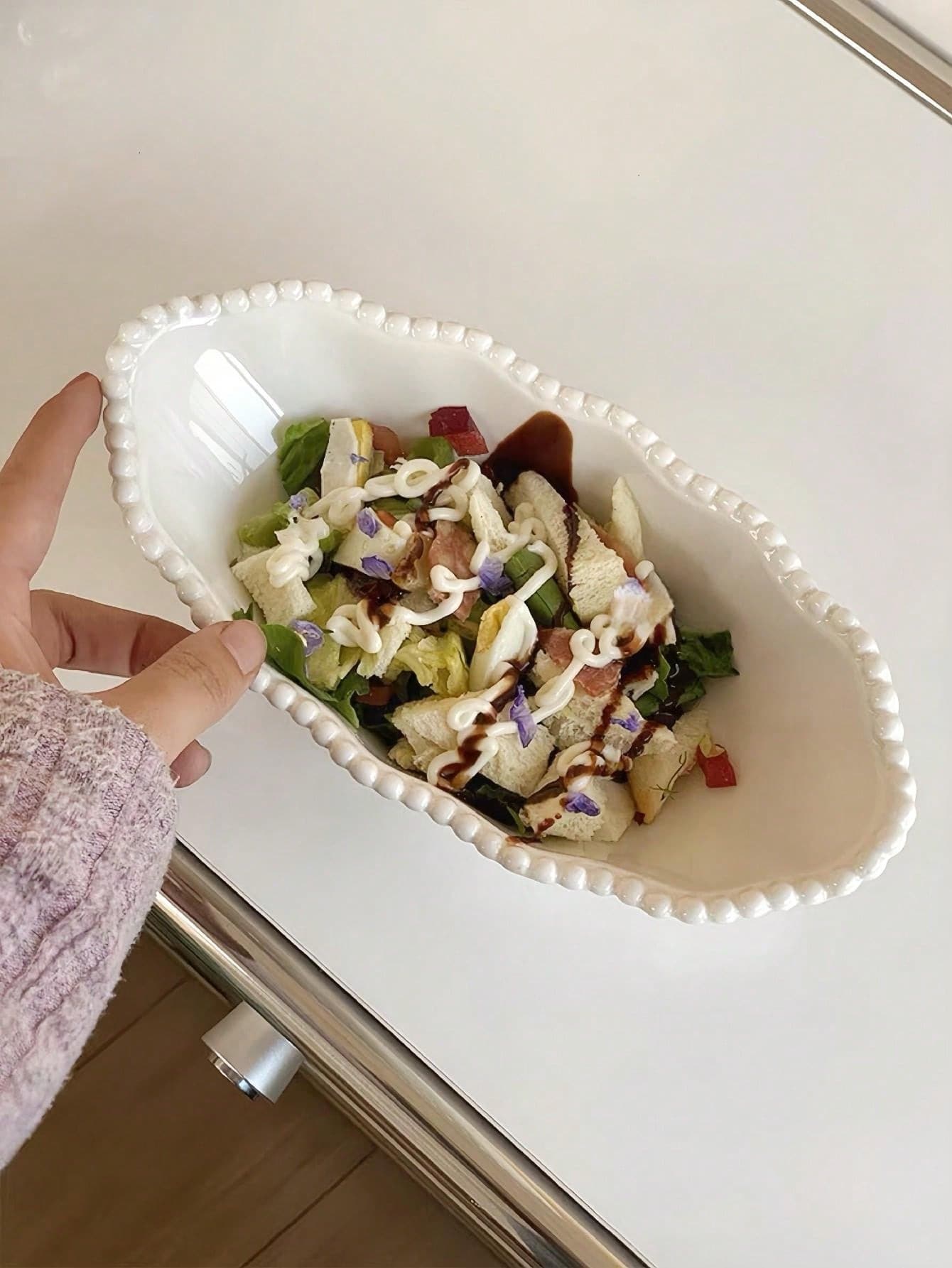 Bát sứ hình dáng bất đối xứng, nhiều kích cỡ, bát đựng salad rau củ, bát mì ramen cỡ lớn, bát ăn sang trọng, bát ăn kiểu phương Tây, bát salad tráng miệng, thích hợp cho gia đình, nhà hàng, quán cà phê, cửa hàng tráng miệng, làm quà tặng, họp mặt, tiệc tùng. - Nhiều màu - Xem 1