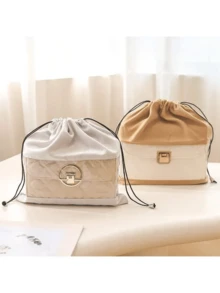 1pc Velvet Bag Dust Cover, Transparent And Breathable, Moisture-Proof, Fully Enclosed, Luxury Drawstring Lingerie And Underwear Storage Bag - View 7