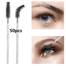 100支一次性睫毛膏刷，水晶眉刷（适用于睫毛嫁接），黑色睫毛刷（带收纳盒） - 黑色 - 查看 9