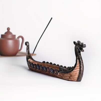 1pc Retro Dragon Incense Holder Censer Dragon Boat Incense Stick Holder Hand Carving Censer Orchid Cool Room Decoration Creative Decoration Dragon Boat Living Room Indoor Outdoor Collection Creative Art Decorations