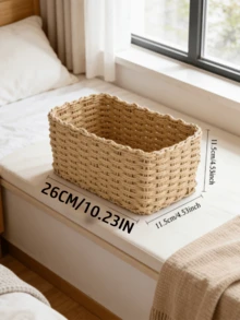 Bộ giỏ đựng đồ đan bằng dây giấy, đồ dùng sắp xếp đồ đạc - Màu Khaki - Xem 14