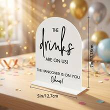Acrylic Open Bar Sign, Wedding Engagement Bride Party Open Bar Decor, Suitable For Ceremony, Party, Reception Tabletop Decoration - A - View 2