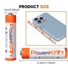 POWERKAN AAA 电池 800mAh:1.2V 镍氢可充电电池,可靠稳定的电力,可充电数百次——遥控器、时钟、游戏设备、麦克风和日常家用电子产品永不断电。 - 查看 10