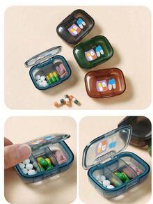 1pc Mini Portable Medication Storage Box Printed With Pill Series Letters Pattern, Minimalist Pill Organizer Medication Storage Box With 3 Compartments For Home And Travel Portable Travel Mini Pill Case Waterproof Moisture-Proof Pill Storage Container Suitable For Storing Medication Rings And Other Small Itemsl, Bathroom Storage ,Mother's Day Gift, Birthday Gifts - one-size - View 7
